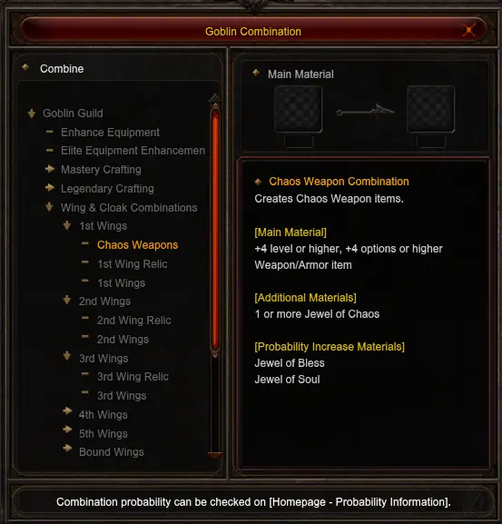 Enhance / Craft — 1st Wings menu